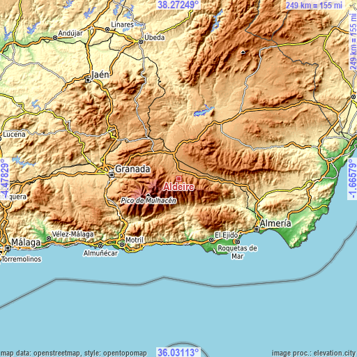 Topographic map of Aldeire