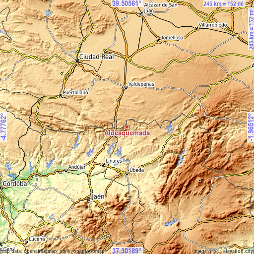 Topographic map of Aldeaquemada