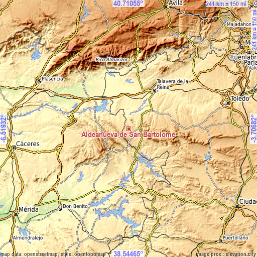 Topographic map of Aldeanueva de San Bartolomé