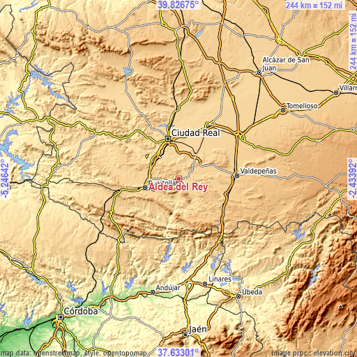 Topographic map of Aldea del Rey