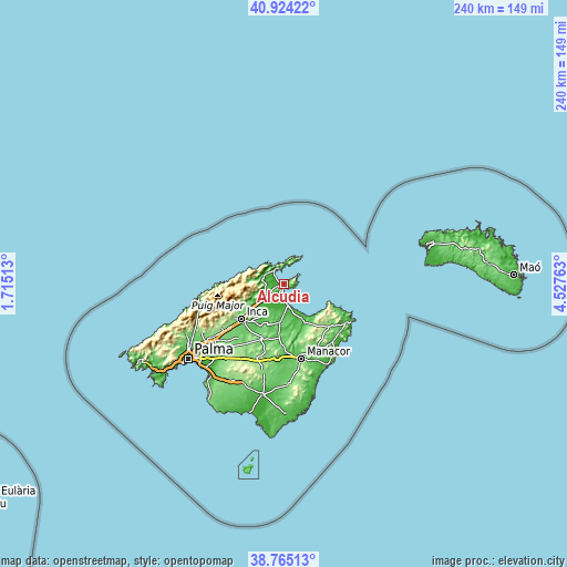 Topographic map of Alcúdia