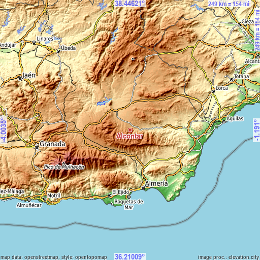 Topographic map of Alcóntar