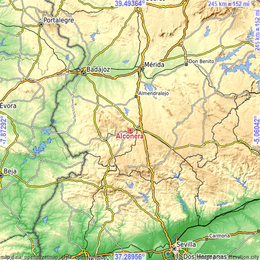 Topographic map of Alconera