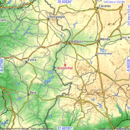 Topographic map of Alconchel