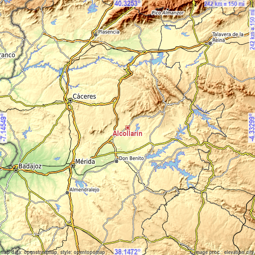 Topographic map of Alcollarín