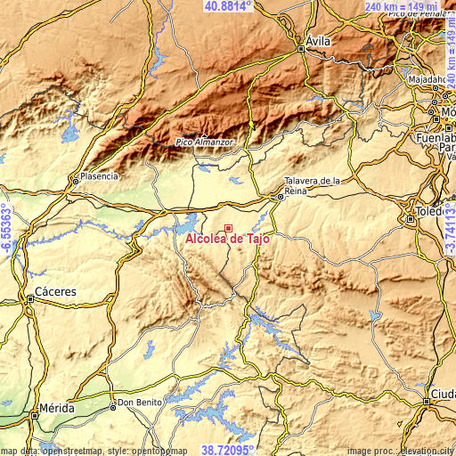 Topographic map of Alcolea de Tajo