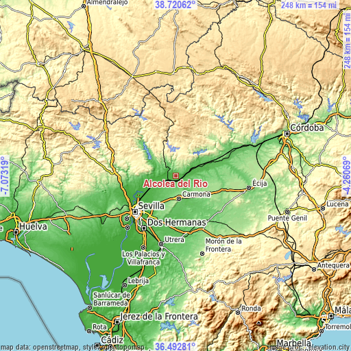 Topographic map of Alcolea del Río