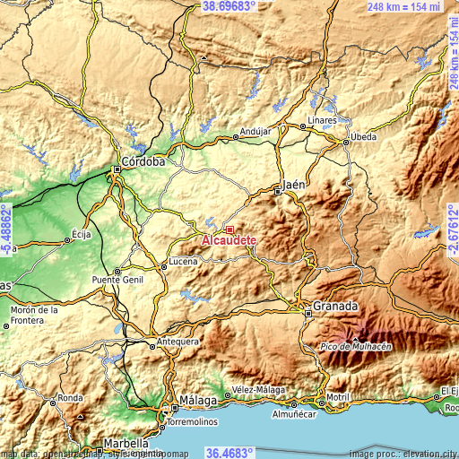 Topographic map of Alcaudete