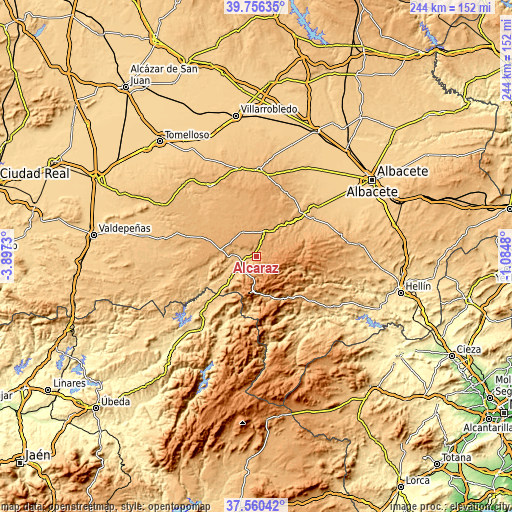 Topographic map of Alcaraz