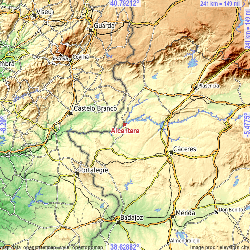 Topographic map of Alcántara