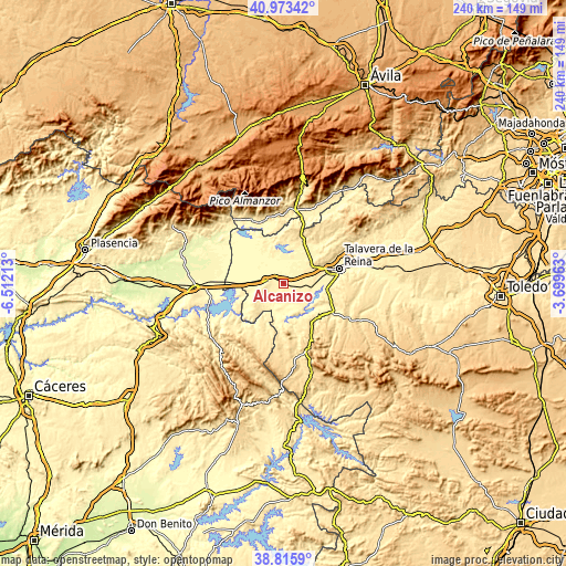 Topographic map of Alcañizo