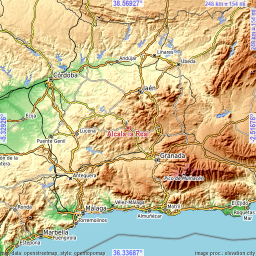 Topographic map of Alcalá la Real