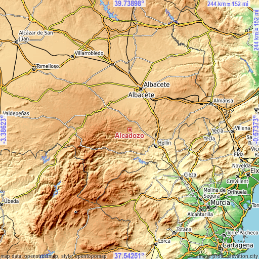 Topographic map of Alcadozo