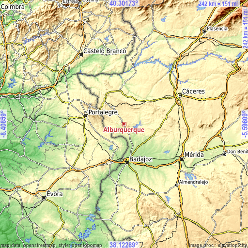 Topographic map of Alburquerque