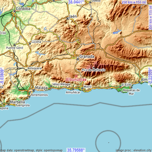 Topographic map of Albuñuelas