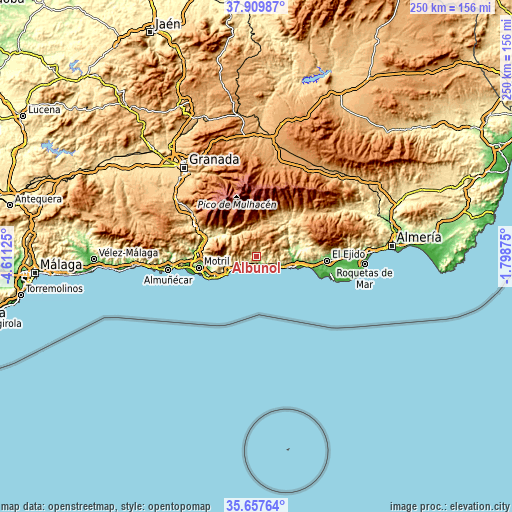 Topographic map of Albuñol
