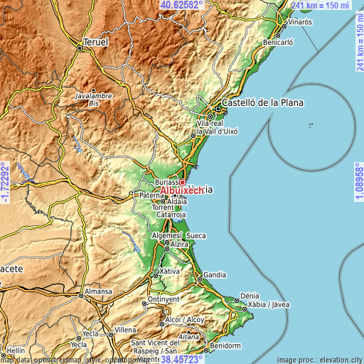 Topographic map of Albuixech