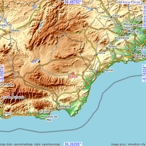 Topographic map of Albox