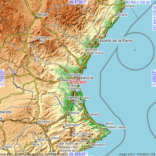 Topographic map of Alboraya