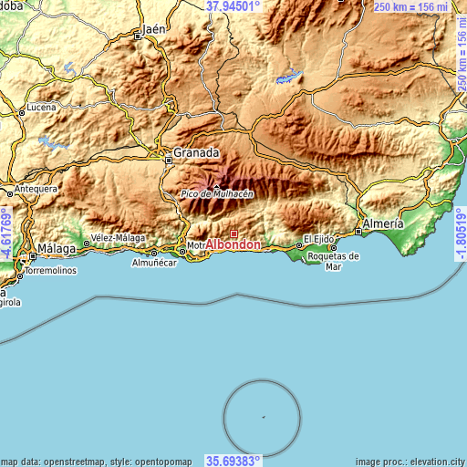 Topographic map of Albondón