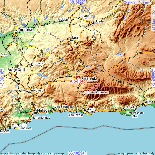 Topographic map of Albolote