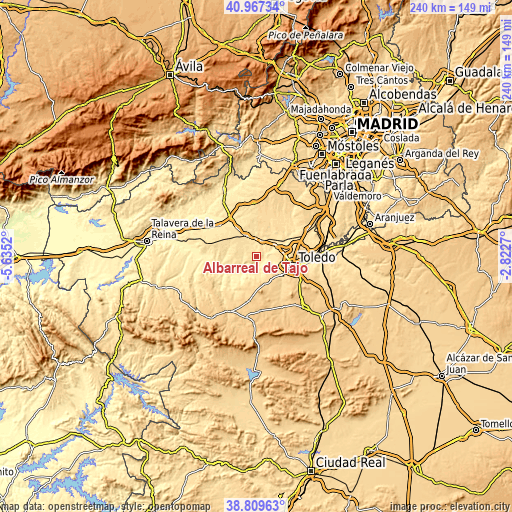 Topographic map of Albarreal de Tajo