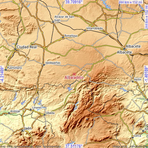 Topographic map of Albaladejo