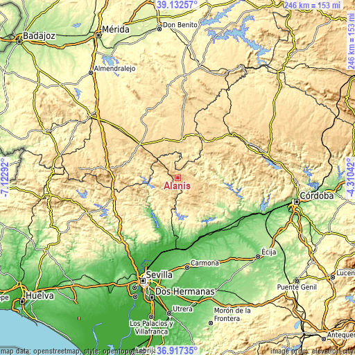 Topographic map of Alanís