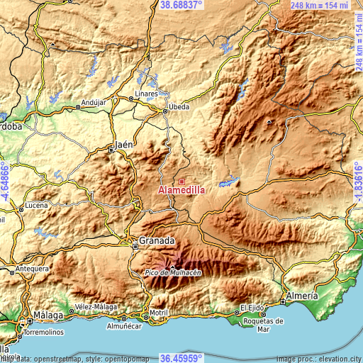 Topographic map of Alamedilla