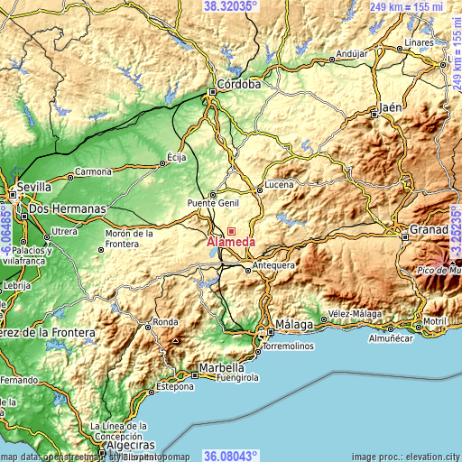 Topographic map of Alameda