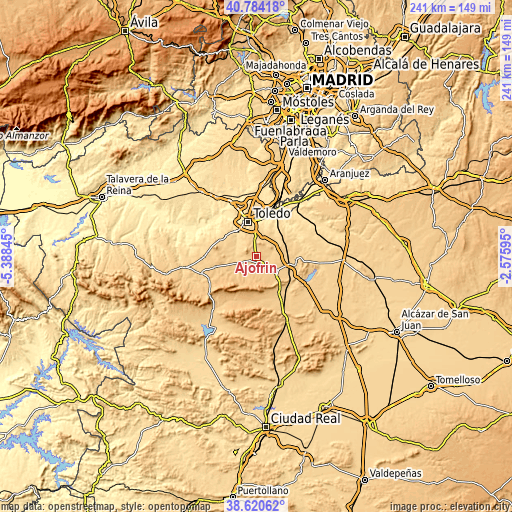 Topographic map of Ajofrín