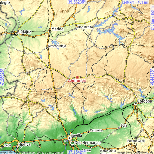 Topographic map of Ahillones