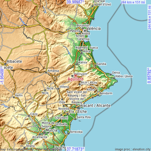 Topographic map of Agullent