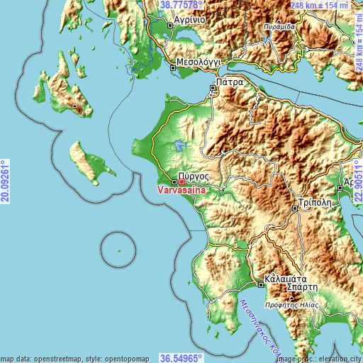 Topographic map of Varvásaina