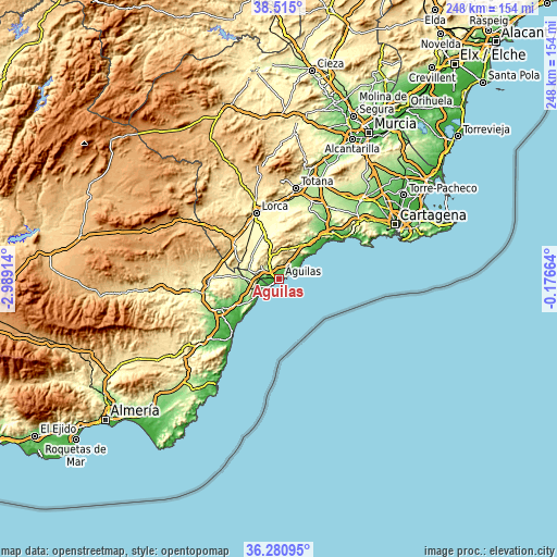 Topographic map of Águilas