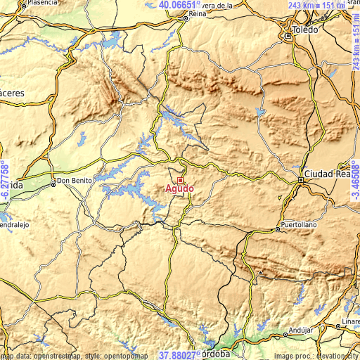 Topographic map of Agudo