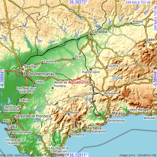 Topographic map of Aguadulce