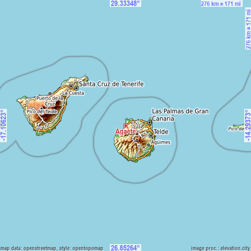 Topographic map of Agaete