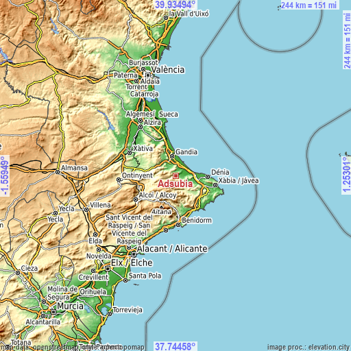 Topographic map of Adsubia