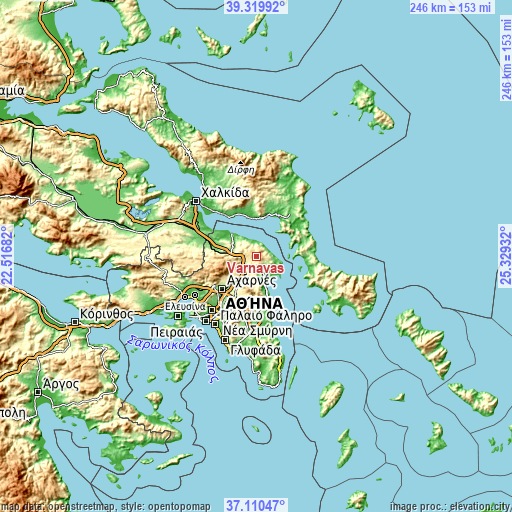 Topographic map of Varnávas