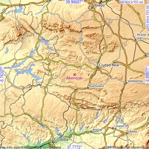 Topographic map of Abenójar