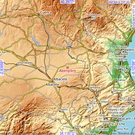 Topographic map of Abengibre