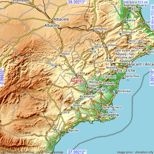 Topographic map of Abarán
