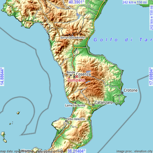 Topographic map of Zumpano