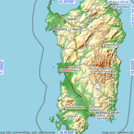 Topographic map of Zeddiani