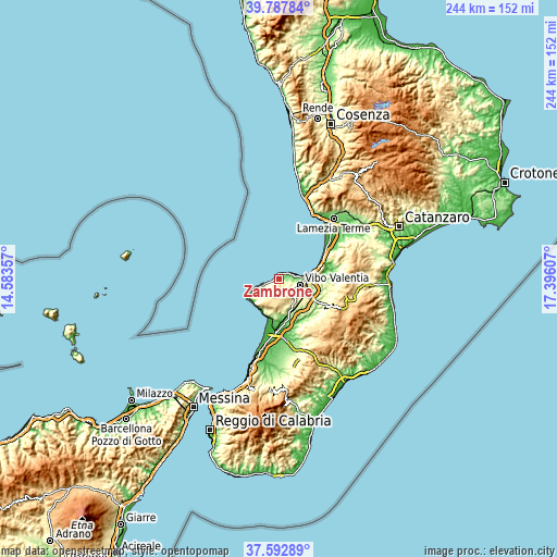 Topographic map of Zambrone