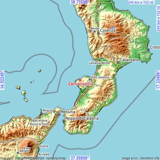 Topographic map of Zaccanopoli
