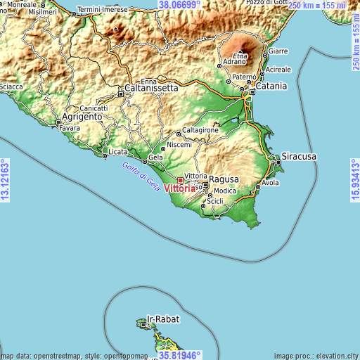 Topographic map of Vittoria