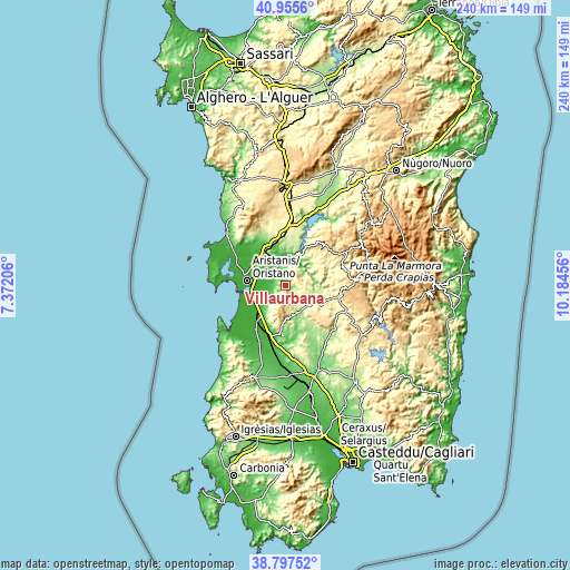 Topographic map of Villaurbana