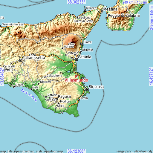 Topographic map of Villasmundo